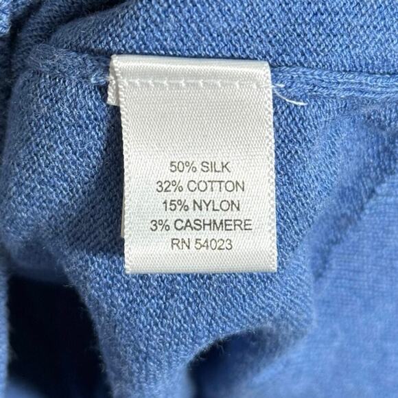 Banana Republic Argyle Sweater Small Silk Cashmere Blend V-Neck Blue Preppy Knit - Picture 5 of 7